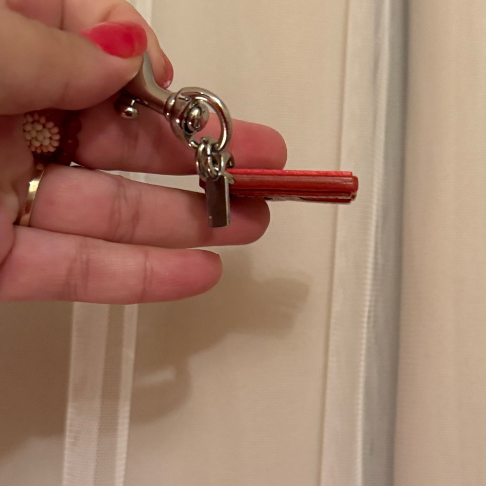 Coach Orange Letter R Leather Keychain - Picture 3 of 4